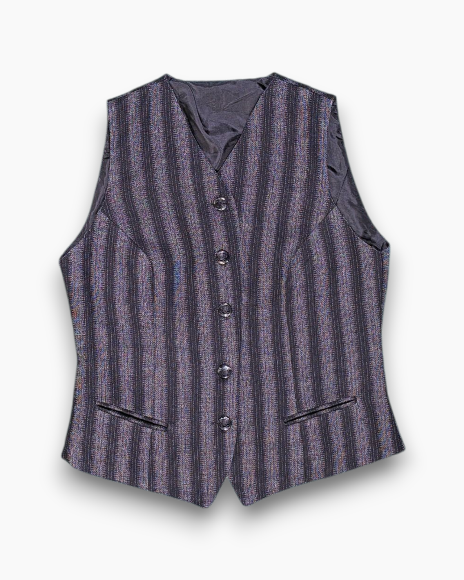 Vintage 90s Unknown Vest US S Striped Cropped Fitted | ThriftTale