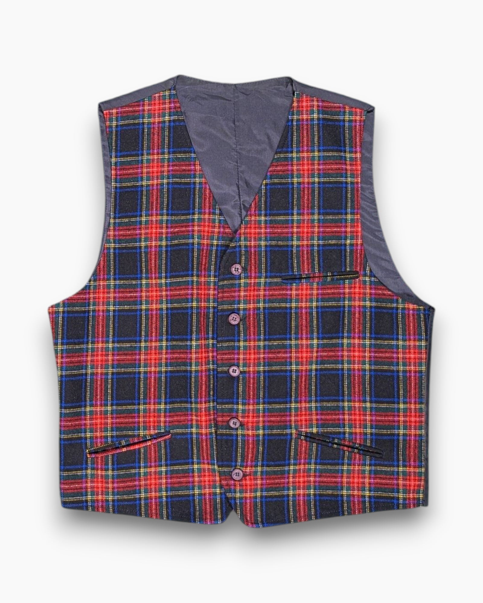 Front Vintage 90s/2000s Unknown Waistcoat (Vest) – Checkered Tartan