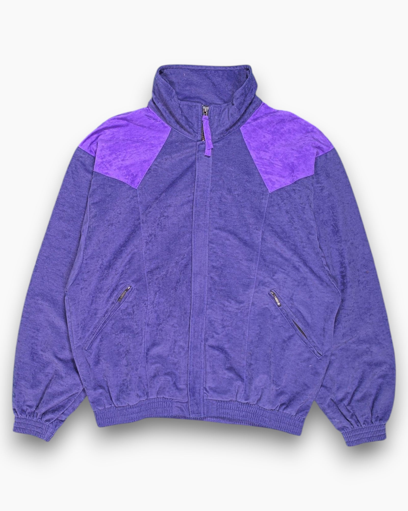 Front Vintage 80s/90s VERTICAL Track Jacket – Purple Geometric Colorblock