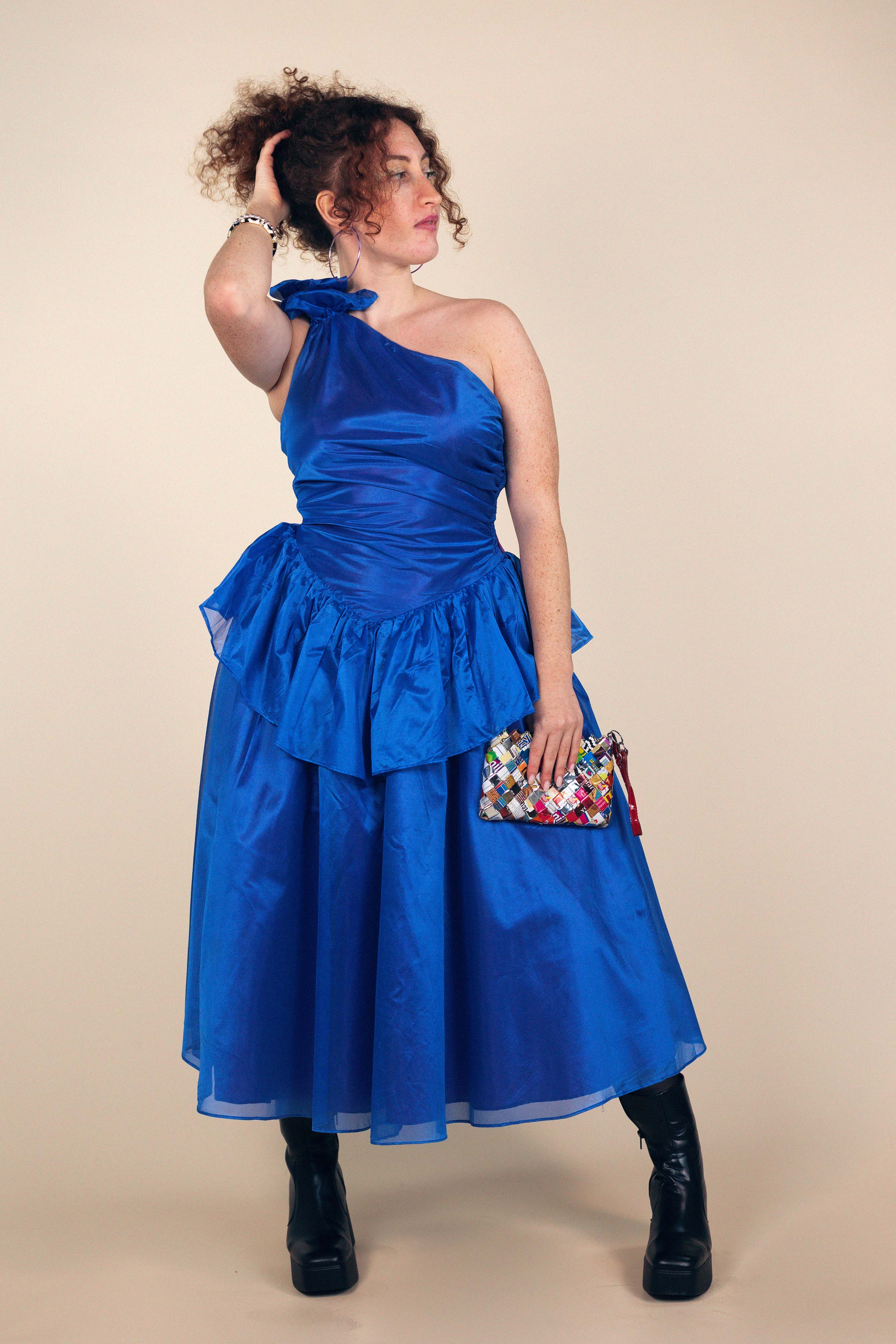 Vintage 80s Blue Evening Dress ThriftTale