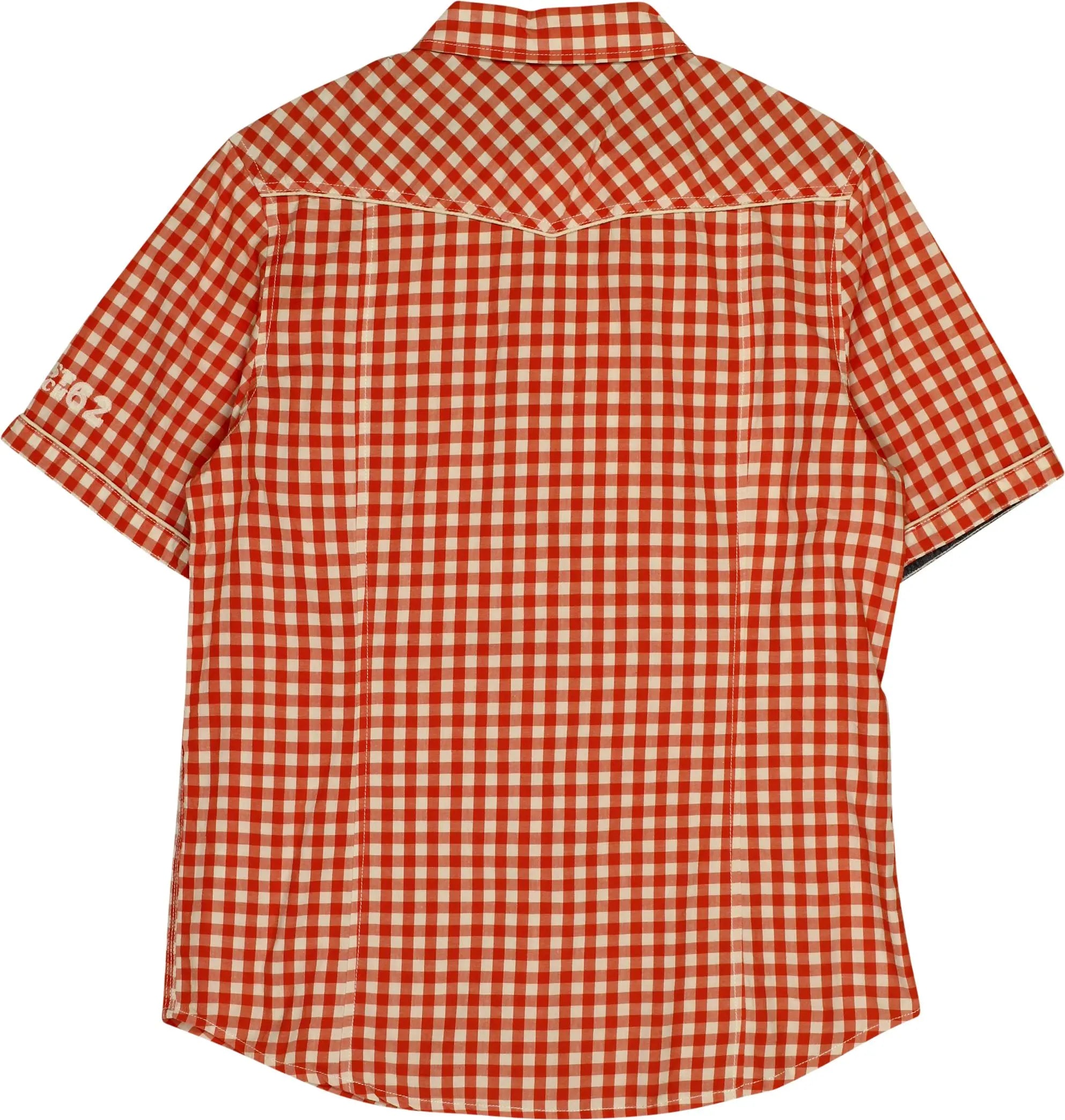 unkown - Orange Checkered Short Sleeve Shirt- ThriftTale.com - Vintage and second handclothing